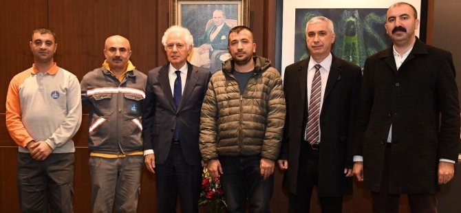 Muammer Keskin, çöpe atılan bebeği kurtaran temizlik personelini ağırladı