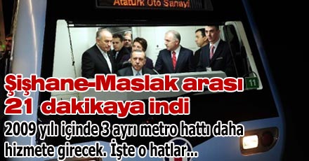 Şişhane-Maslak arası 21 dakikaya indi