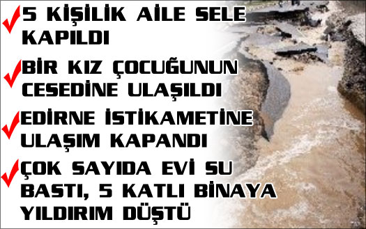 Tekirdağ'ı sağnak yağış vurdu