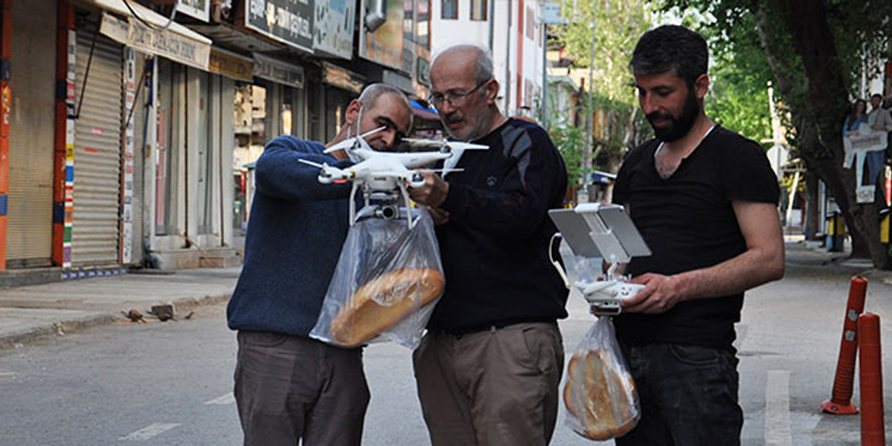 'Drone' ile ekmek servisi de başladı