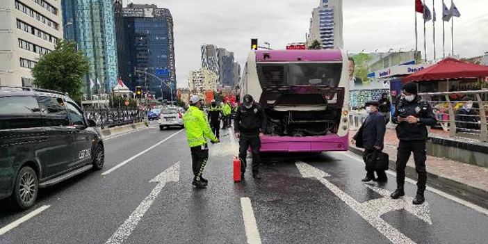 Şişli Büyükdere Caddesi’nde yolcular varken otobüs alev aldı!