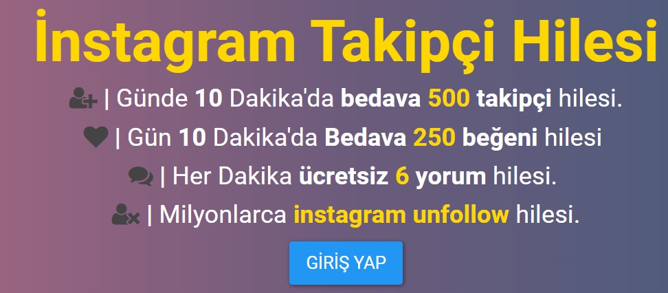 Sınırsız ücretsiz instagram takipçileri