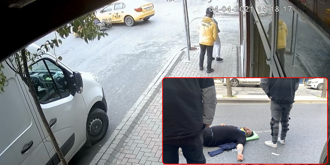 Şişli Dolapdere Caddesi’nde motor kurye taksinin altına girdi!