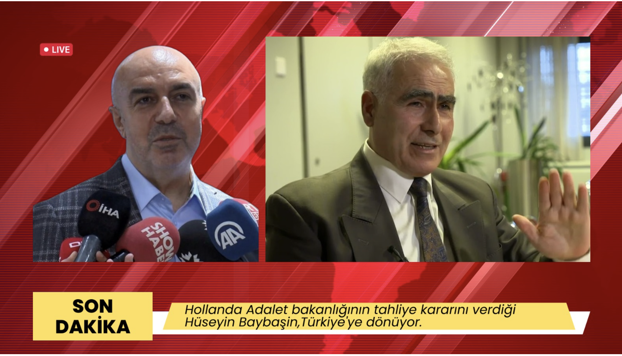 Hollanda adalet bakanlığının tahliye kararını verdiği Hüseyin Baybaşin,Türkiye'ye dönüyor.