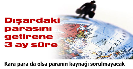 Dışardaki parasını getirene 3 ay süre