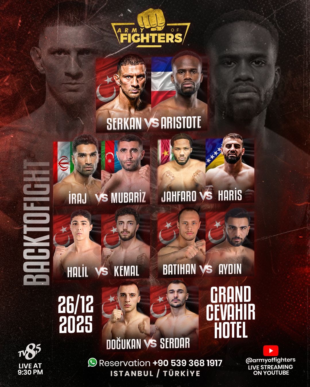 Şişli’de Tarihi Gece: Army of Fighters 5, Şişli’nin Köklü Otellerinden Grand Cevahir’de