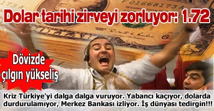 Dolar tarihi zirveyi zorluyor: 1.72