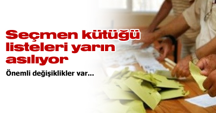 Seçmen kütüğü listeleri yarın asılıyor