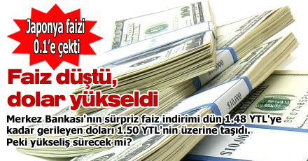 Faiz düştü, dolar yükseldi