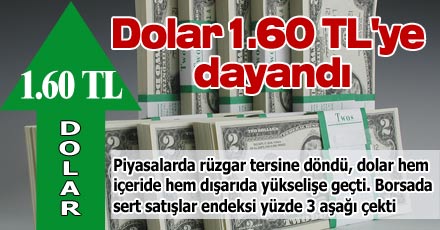Dolar 1.60 TL'ye dayandı
