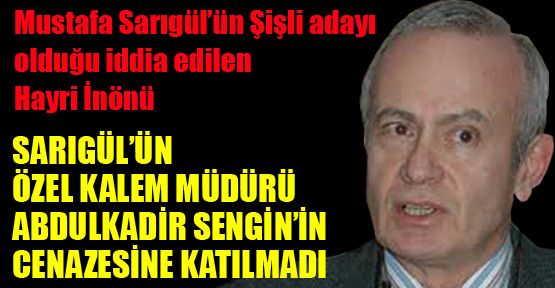 Sarıgül’ün adayı iddia edilen İnönü, Sezgin’in cenazesine katılmadı